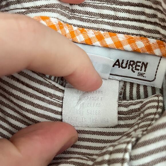 Elliott Lauren Brown & White Striped Wide Leg Capri Clam Digger Pants Y2K | 10 - Picture 5 of 5